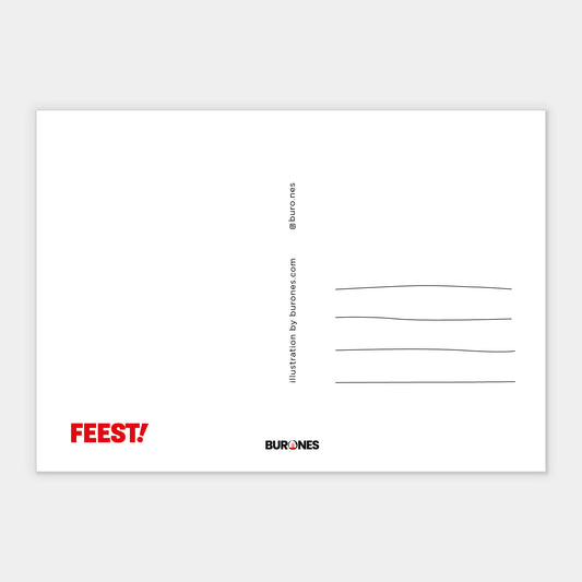 Kaart Feest! met rode foliedruk