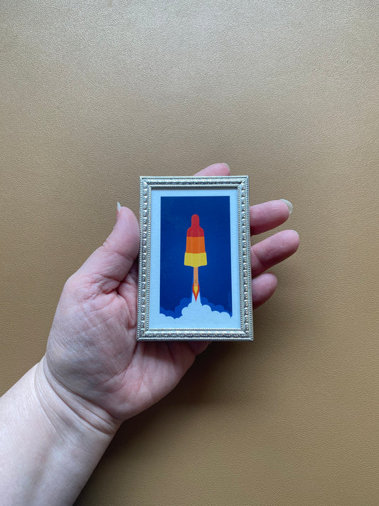 Raket ijsje artprint in vintage lijstje