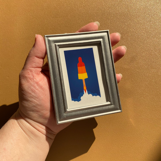 Raketje artprint in lijstje