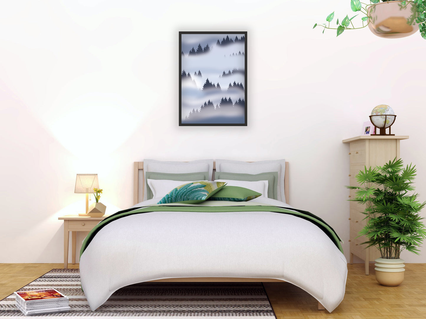 Artprint Bomen in de mist - Burones