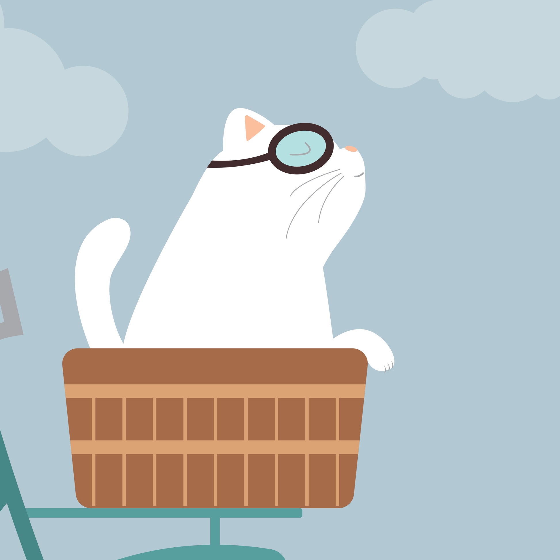 Artprint Fietsen met kat - Burones