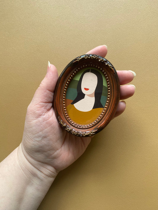 Mona Lisa artprint in ovaal lijstje