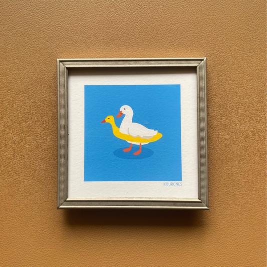 Eendje artwork in vintage lijstje