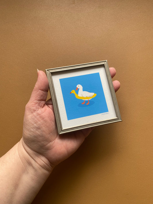 Eendje artwork in vintage lijstje