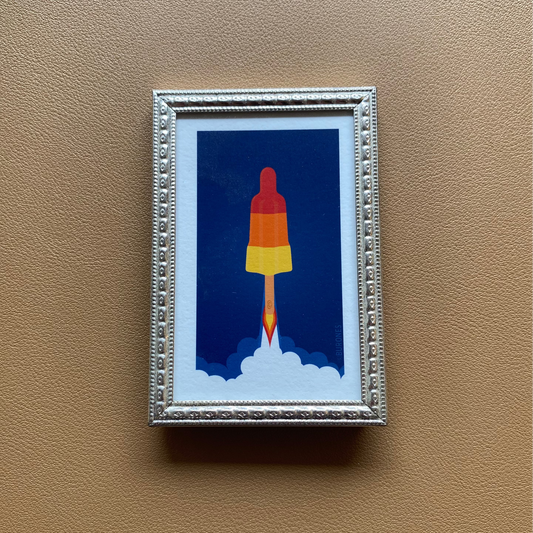 Raket ijsje artprint in vintage lijstje
