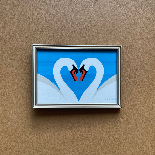 Zwanen artprint in vintage lijstje