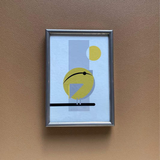 Groenling artprint in vintage lijstje