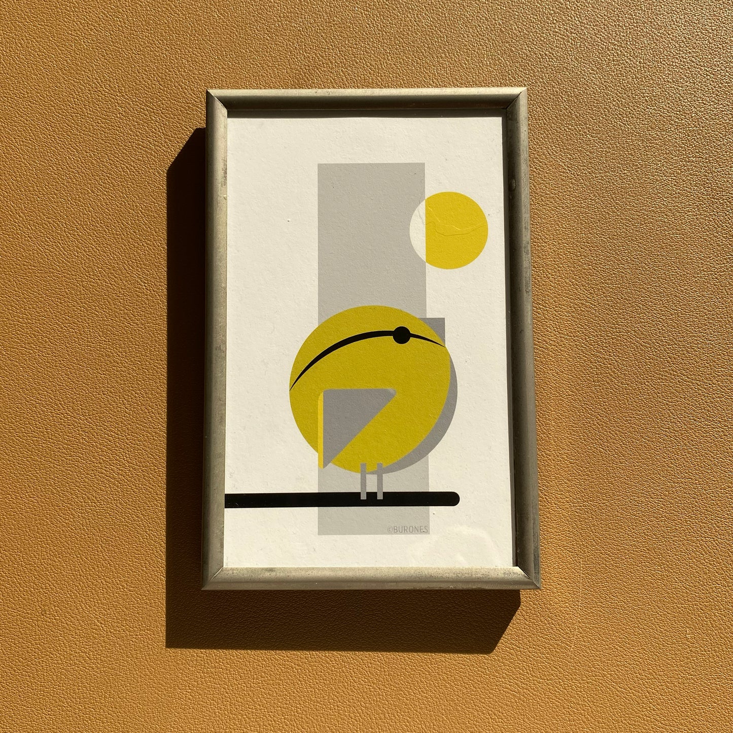 Groenling artprint in vintage lijstje