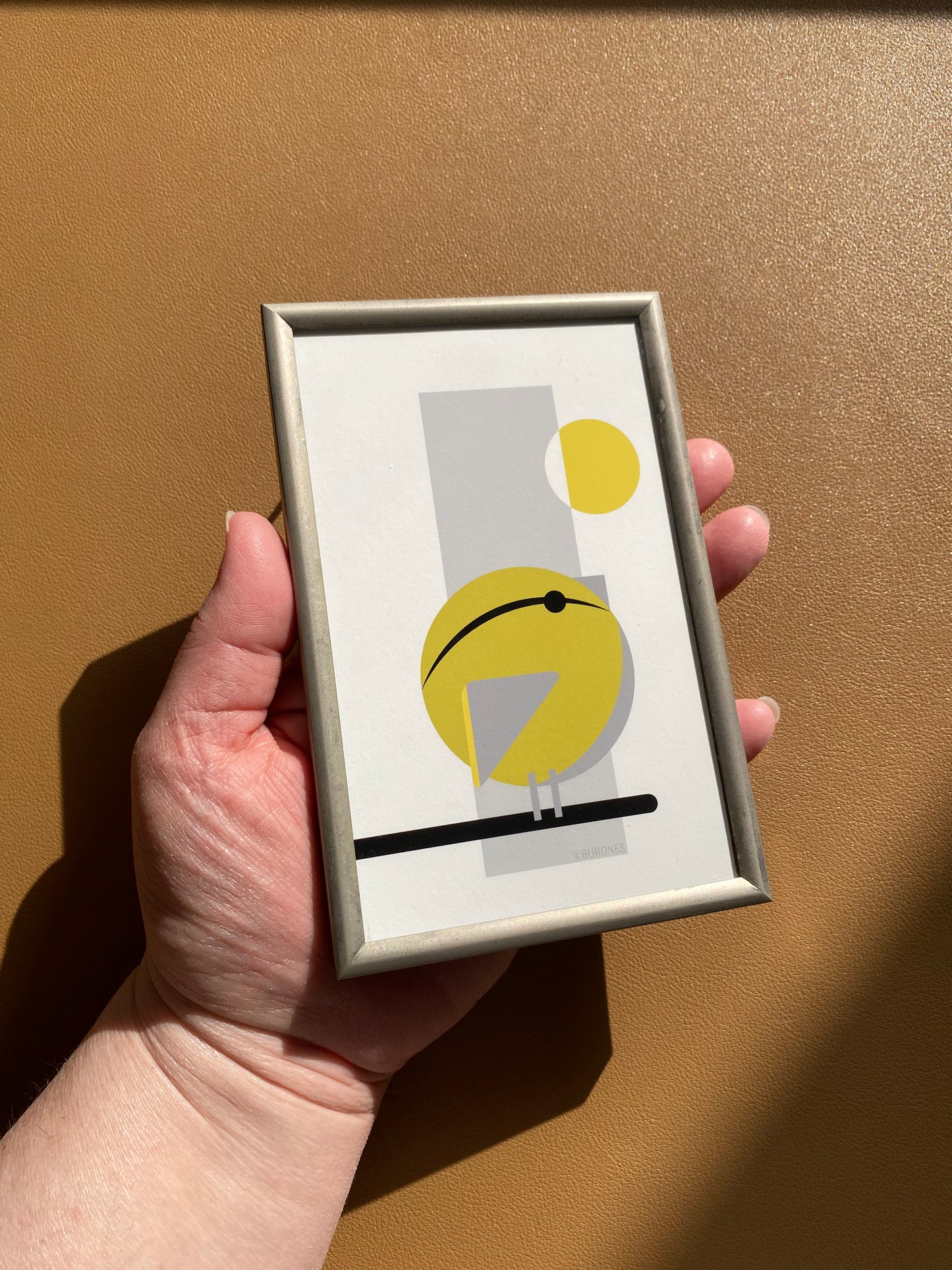 Groenling artprint in vintage lijstje