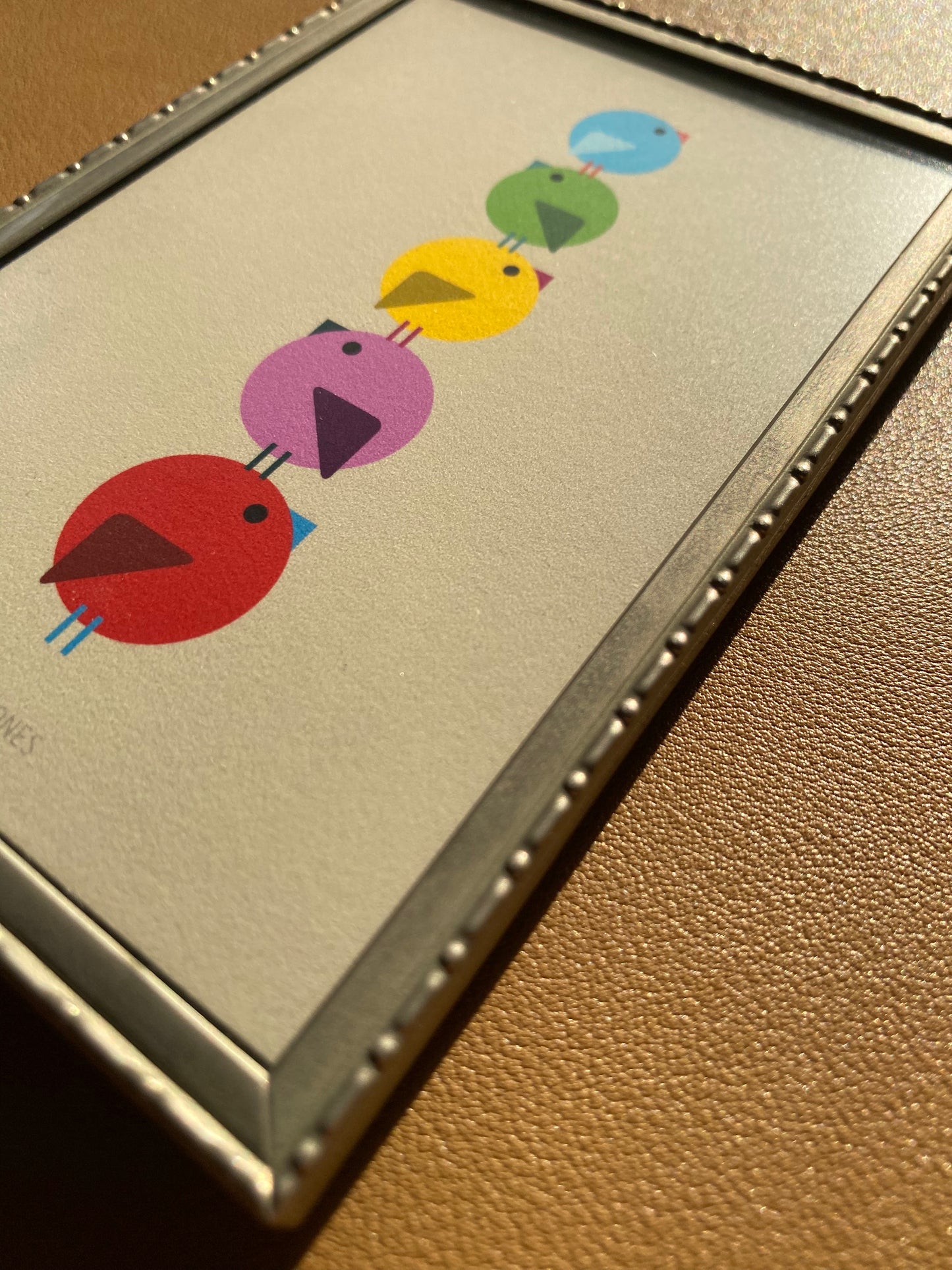Stapelvogels artprint in vintage lijstje