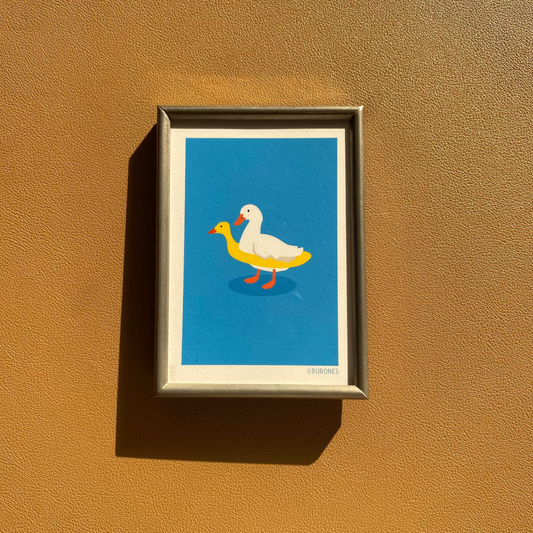 Eendje artprint in vintage lijstje