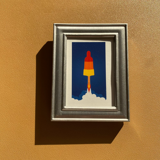 Raketje artprint in lijstje