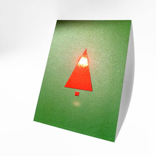 Kaart Kerstboom met rode foliedruk