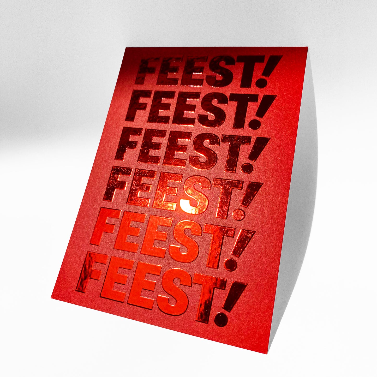 Kaart Feest! met rode foliedruk