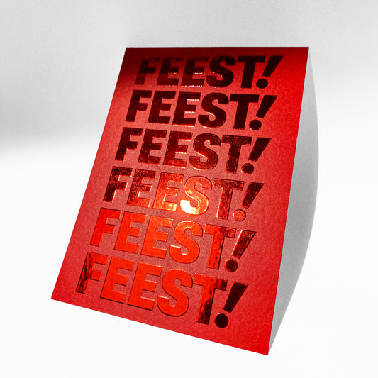 Kaart Feest! met rode foliedruk