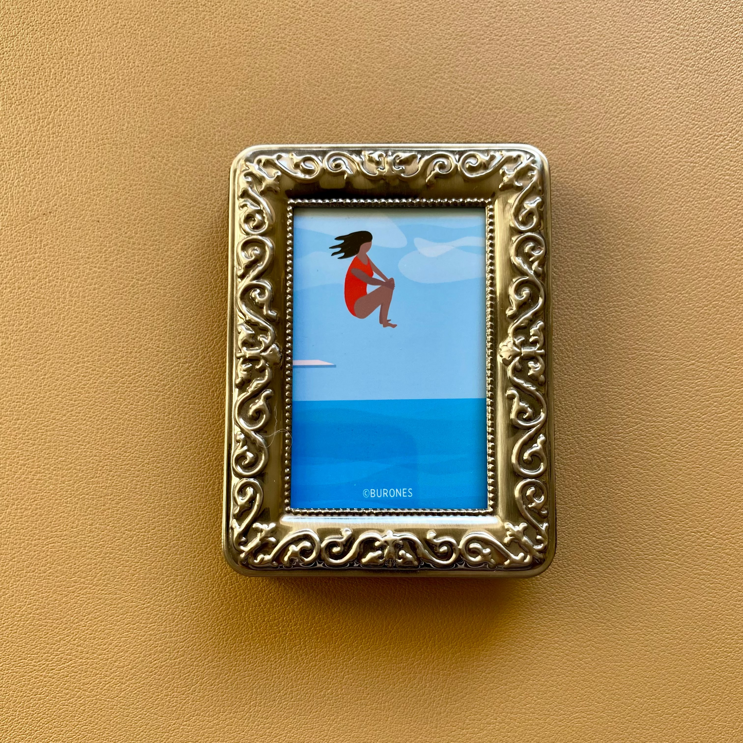Bommetje artprint in vintage lijstje