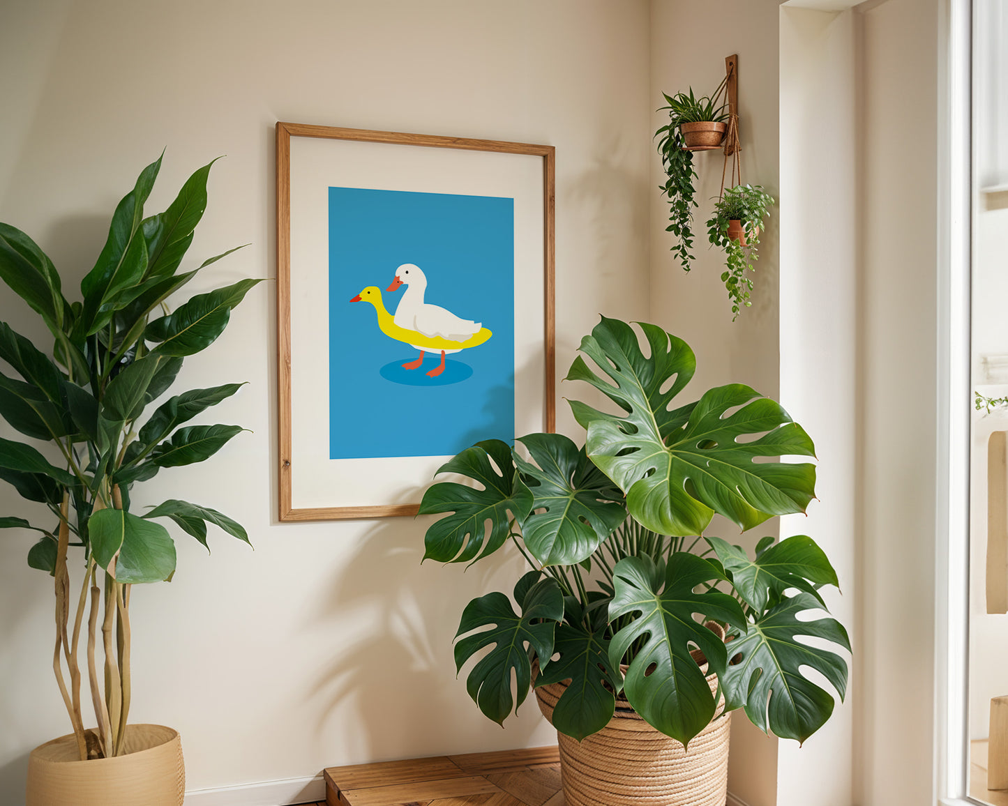 Art print Duck with swimming ring