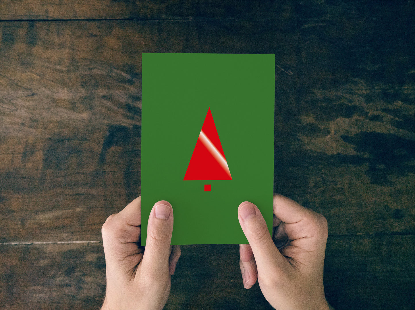 Kaart Kerstboom met rode foliedruk